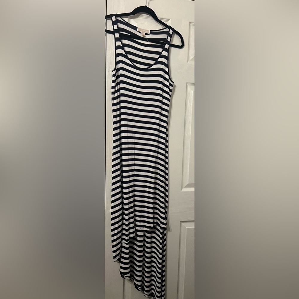 Michael Kors maxi high low maxi tank style dress.  Black and white stripe.
